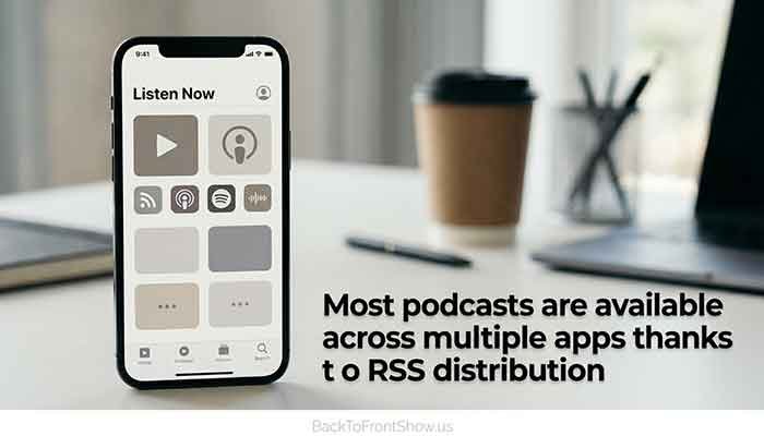 Most podcasts are available across multiple apps thanks to RSS distribution