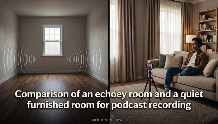 A quieter, softer room can improve podcast audio without requiring a microphone upgrade
