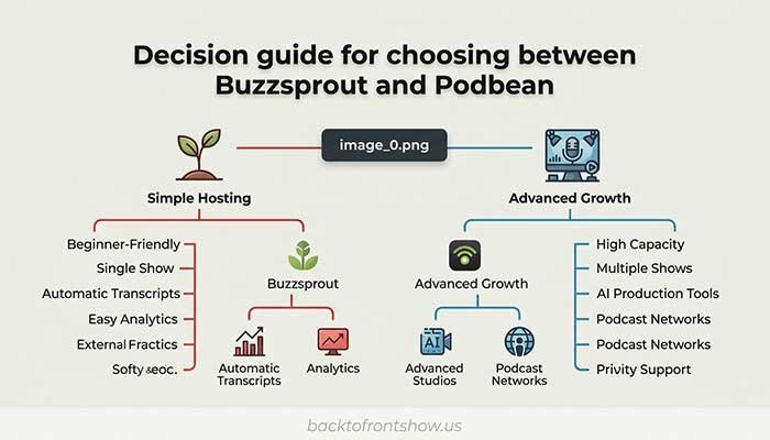 Decision guide for choosing between Buzzsprout and Podbean