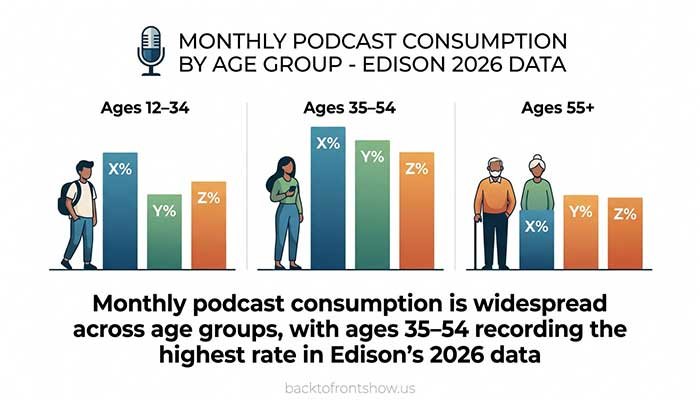 Monthly podcast consumption in the US by age group