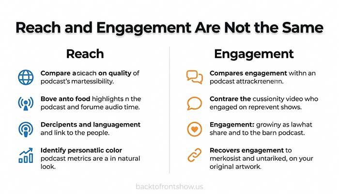 Comparison of podcast reach metrics and engagement metrics