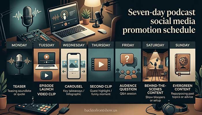 Example seven-day podcast social media promotion schedule