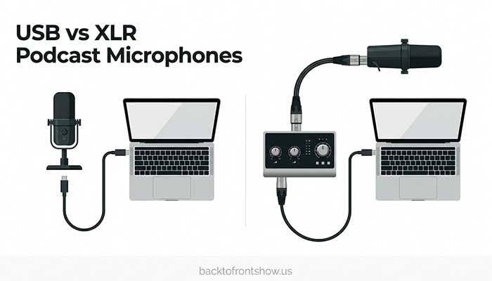 USB vs XLR podcast microphone connection diagram